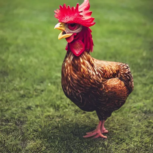 Image similar to a high quality photo of a chicken wearing a suit, Romanticism, 8k