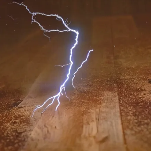 Image similar to a wooden wand with lightning bursting out of it