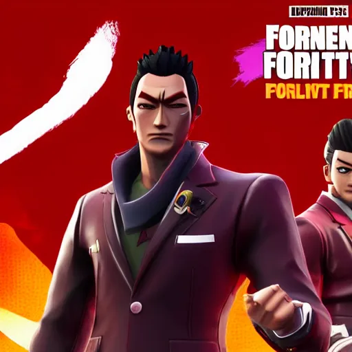 Prompt: kazuma kiryu in fortnite