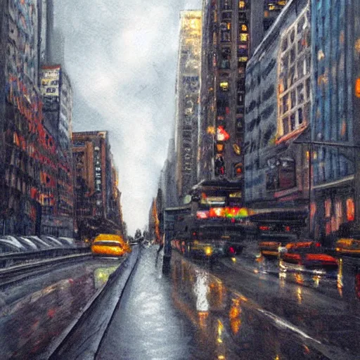 Image similar to new york city underneath a bad thunder storm, highly detailed, mega detailed,