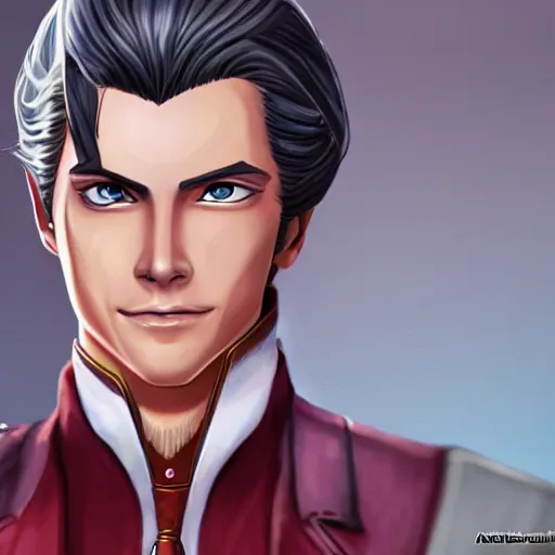 Image similar to a highly detailed portrait of miles edgeworth as a character from league of legends