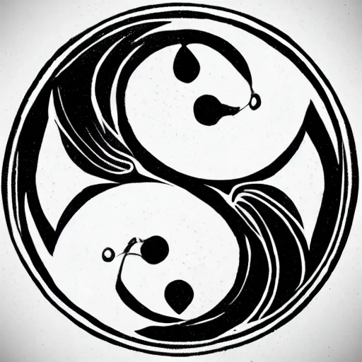 Prompt: male and female, yin yang design, twin flame