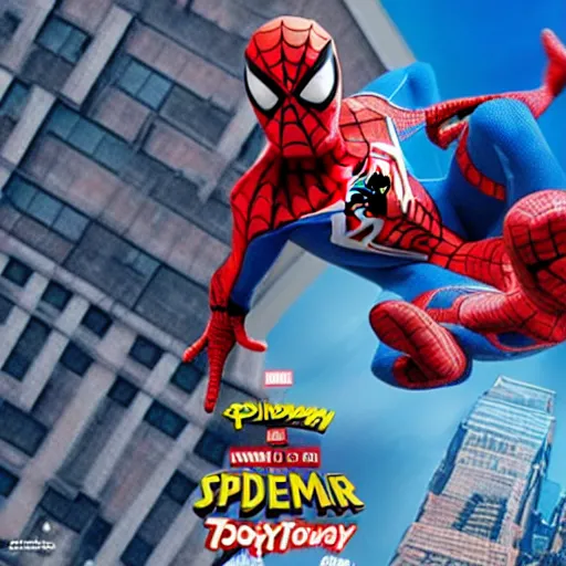 Image similar to spiderman in the animation movie toystory