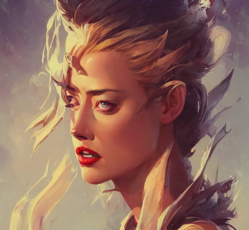 Image similar to amber heard portrait by peter mohrbacher, wadim kashin, greg rutkowski, larry elmore, george pemba, ernie barnes, raymond swanland, magali villeneuve, trending on artstation