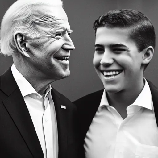 Image similar to A photo of joe biden teams up with a teenage joe biden, perfect faces, 50 mm, award winning photography