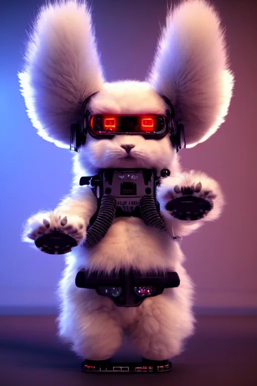 Prompt: high quality 3 d render very cute fluffy cyborg!! dog! plays drums, cyberpunk highly detailed, unreal engine cinematic smooth, in the style of blade runner & detective pikachu, hannah yata charlie immer, moody light, low angle, uhd 8 k, sharp focus