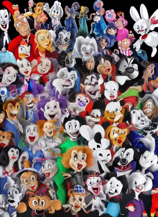 Prompt: a hyper realistic ultra realistic photograph of the animaniacs, highly detailed, 8k photo