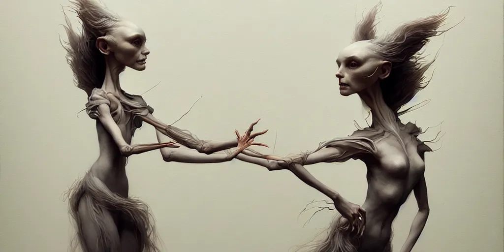 Image similar to ultra realistic, beautiful female puppet moving through latent spaces, in the style of peter mohrbacher by weta digital and beth cavener, high symmetry, intricate, elegant, evocative, masterpiece, award winning, high face symmetry, high realism