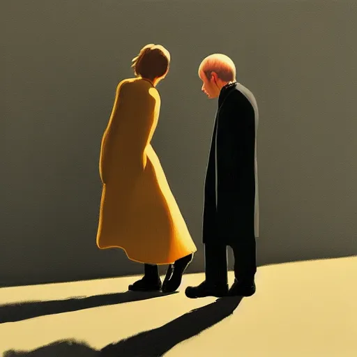 Image similar to two people in love by tim eitel, highly detailed art, trending on artstation