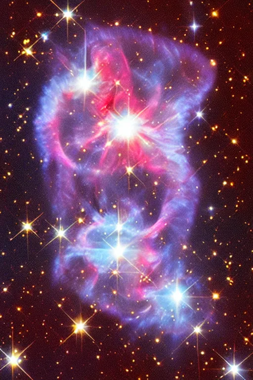 Prompt: cosmic flowers forming flower shapes, 🌺 , hubble telescope