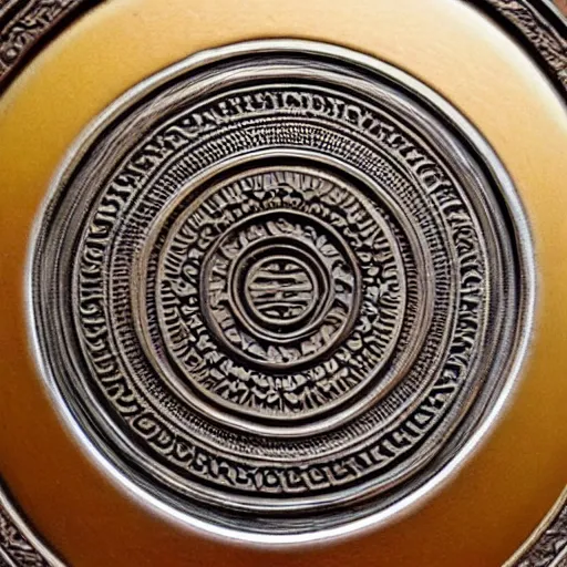 Image similar to intricate symbol etched into a medallion. Close up. Hyper realistic. High detail.