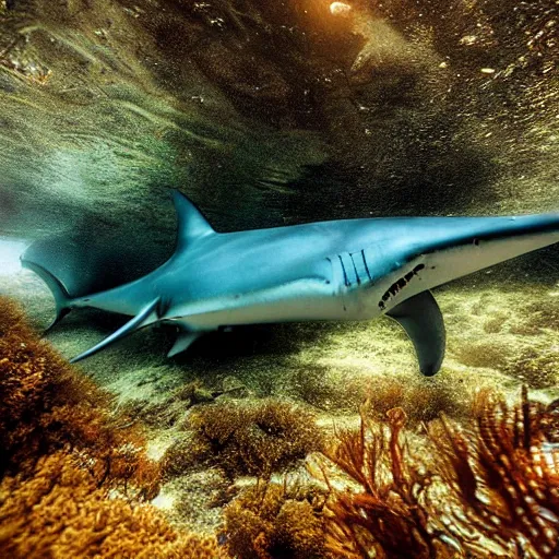 Image similar to a very long shark, award winning underwater photography by Thomas P. Peschak