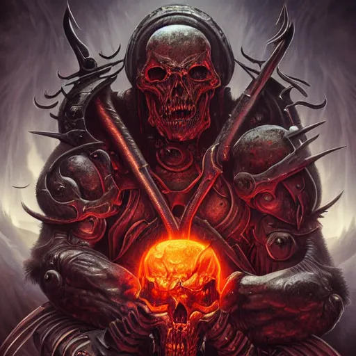 Prompt: heavy death metal album cover detailed poster art style by hybrid from Doom and art direction by Darius Zawadzki ;by artgerm; wayne reynolds art station; cinematic quality character render; low angle; ultra high quality model; production quality cinema model;