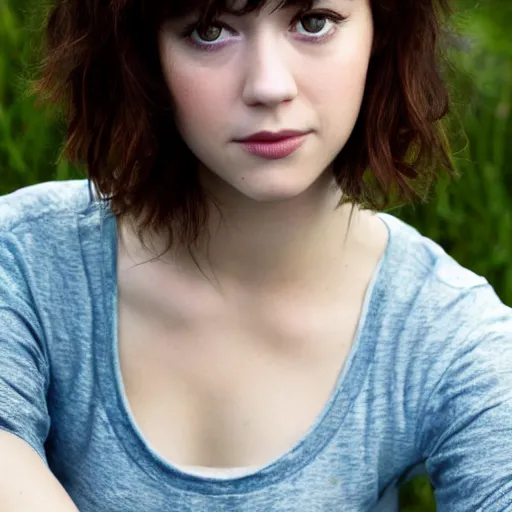 Image similar to a masterpiece portrait photo of a beautiful young woman who looks like a manic pixie dream girl mary elizabeth winstead, symmetrical face