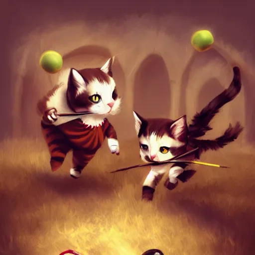 Prompt: kittens playing quidditch, digital art, deviantart, artstation, hq, hd