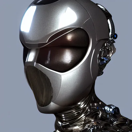 Image similar to futuristic cyborg made of graphene, metallic surface, futuristic, 8 k, dramatic light, unreal engine