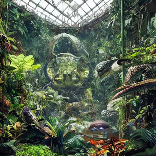 Image similar to epic, ultra detailed, hyper - real alien jungle by greg rutkowski and salvador dali inside salvador dali biodome