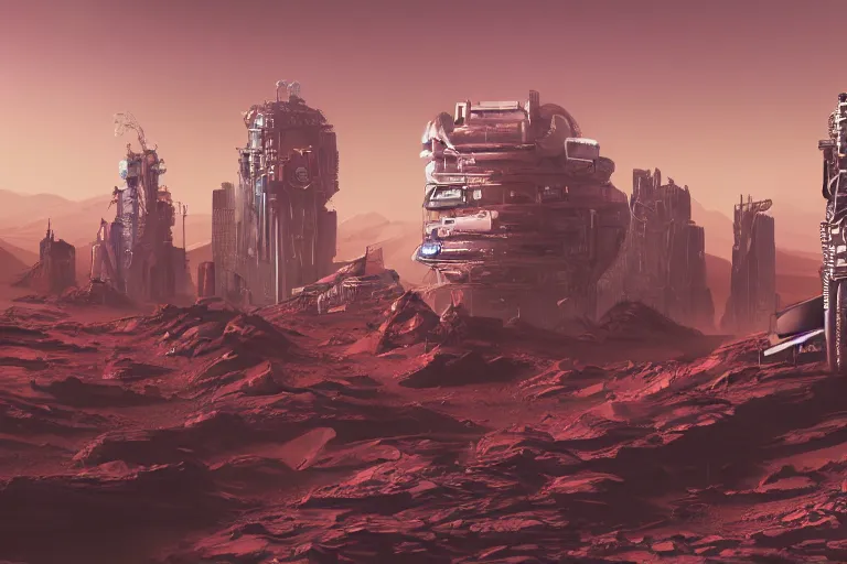 Prompt: a cyberpunk dream of mars. detailed