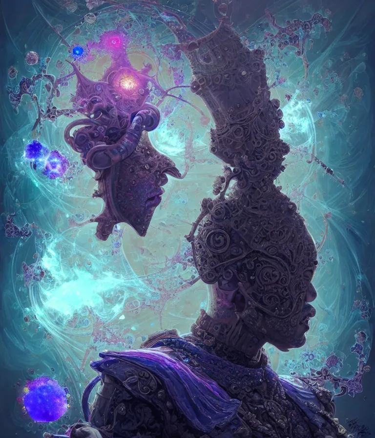 Image similar to front!!! shot of a court jester!!! character, mesmerizing fractal hypercubes, dark holography!!!, future, oil slick nebula, crystalline edges, (((intricate))), elegant, highly detailed, centered, (((artstation, concept art, smooth, sharp focus, artgerm, Tomasz Alen Kopera, Peter Mohrbacher, donato giancola, Joseph Christian Leyendecker, WLOP, Boris Vallejo))), ((raytracing)), mugshot!!!!!, ugly!!!!!!, octane render, nvidia raytracing demo, octane render, nvidia raytracing demo, octane render, nvidia raytracing demo, grainy, muted, 8K, digitalblasphemy, metatron