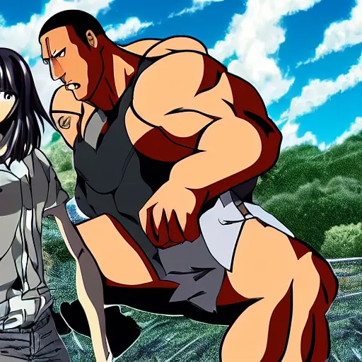 Image similar to dwayne the rock johnson anime