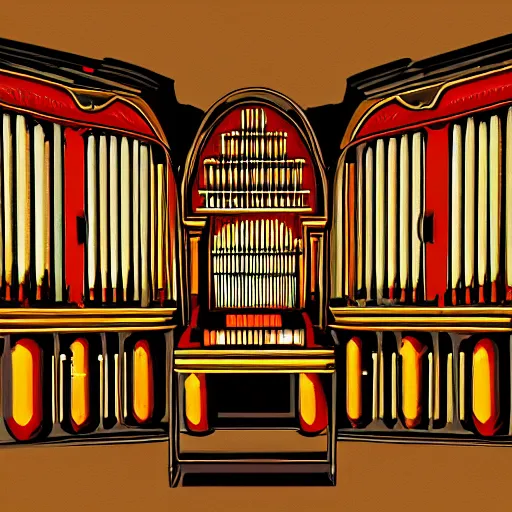 Image similar to pipe organ video game concept art, unique, organic, award winning