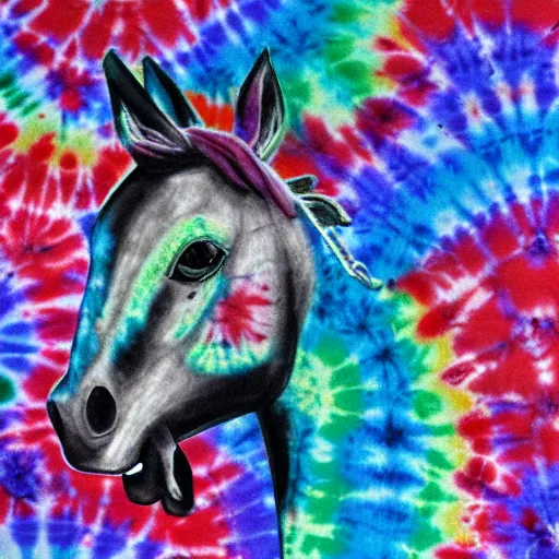 Prompt: tie dye horse