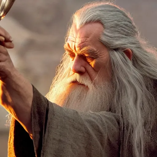 Image similar to gandalf dabbing