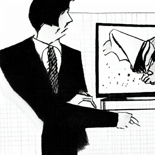 Prompt: cocktail napkin drawing of a man adjusting the tint setting on his tv being too high