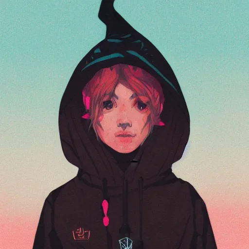 Image similar to portrait of a witch fire with hoodie by Sachin Teng and wlop