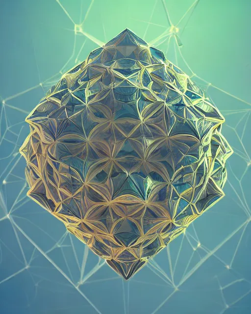 Prompt: highly detailed vfx of icosahedron, global illumination, detailed and intricate environment by james jean, liam brazier, petros afshar