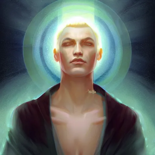 Image similar to a powerful psychic man emitting psychic powers, by charlie bowater,