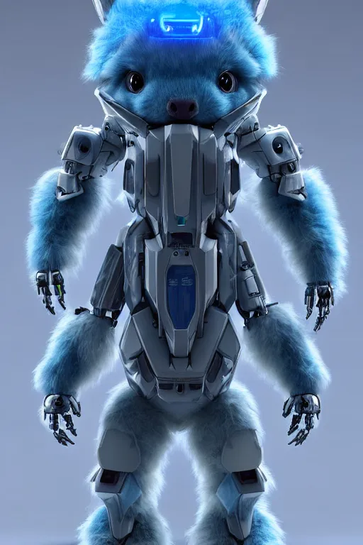 Image similar to high quality 3 d render sci - fi very cute mecha & fluffy! wombat!! hybrid! fighting, highly detailed, unreal engine cinematic smooth, in the style of blade runner & detective pikachu, hannah yata charlie immer, dark blue neon light, low angle, uhd 8 k, sharp focus