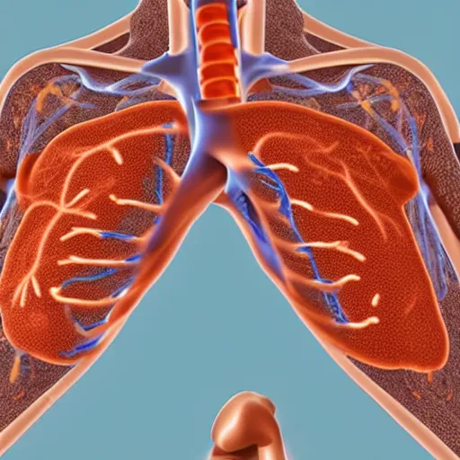 Prompt: computed tomography scan of the thorax with areas of fibrosis in the lung