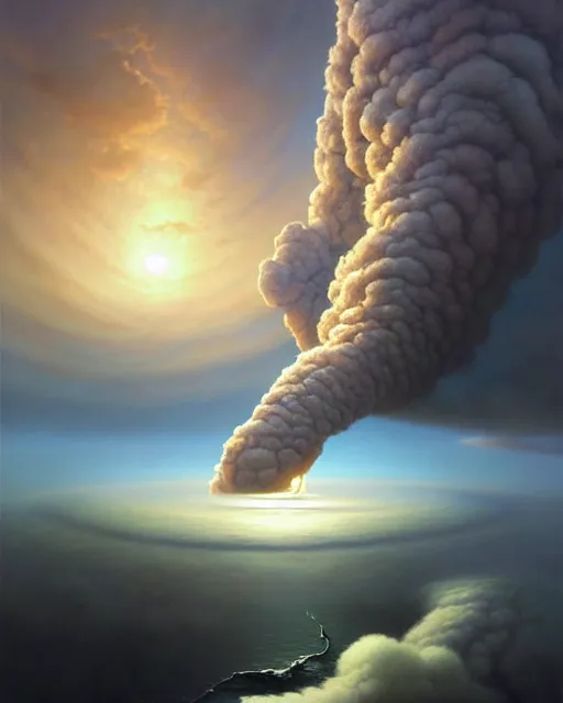 Image similar to a hyper - detailed 3 d render like an oil painting of sky giving birth to land, surrealism!!!!! surreal concept art, lifelike, photorealistic, digital painting, aesthetic, smooth, sharp focus, artstation hd, by greg rutkowski, bruce pennington, valentina remenar, rhads, asher duran,