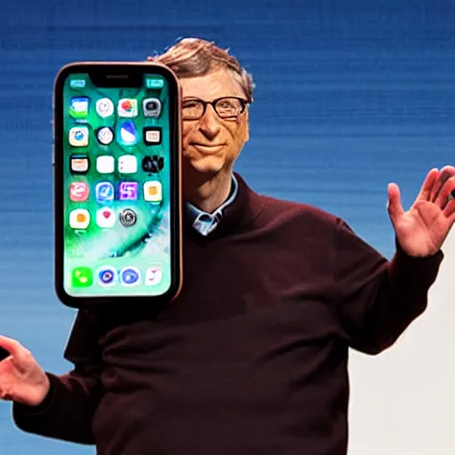 Image similar to Bill Gates presenting the iPhone