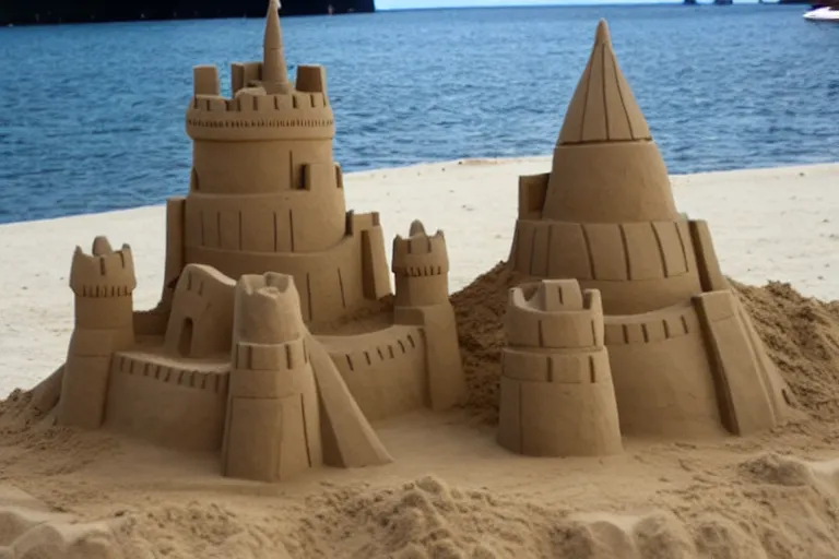 Prompt: a completed sand castle