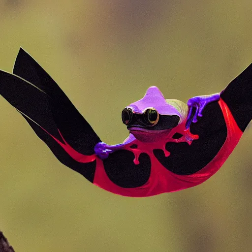 Image similar to a photo of a frog with a wingsuit