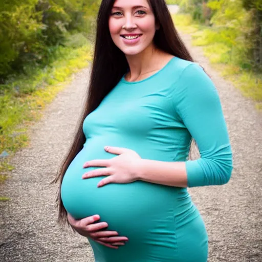 Prompt: photo of pregnant woman, smiling