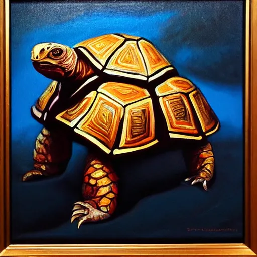 Prompt: an oil painting of a tortoise paladin