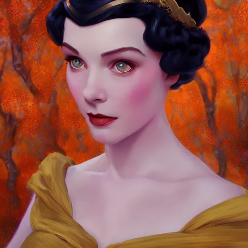 Image similar to vivien leigh as snow white, au naturel, hyper detailed, digital art, trending in artstation, cinematic lighting, studio quality, smooth render, unreal engine 5 rendered, octane rendered, art style by klimt and nixeu and ian sprigger and wlop and krenz cushart