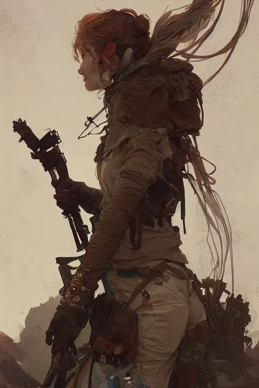 Image similar to A full portrait of a beautiful post apocalyptic Polish explorer, intricate, elegant, highly detailed, digital painting, artstation, concept art, smooth, sharp focus, illustration, art by Krenz Cushart and Artem Demura and alphonse mucha