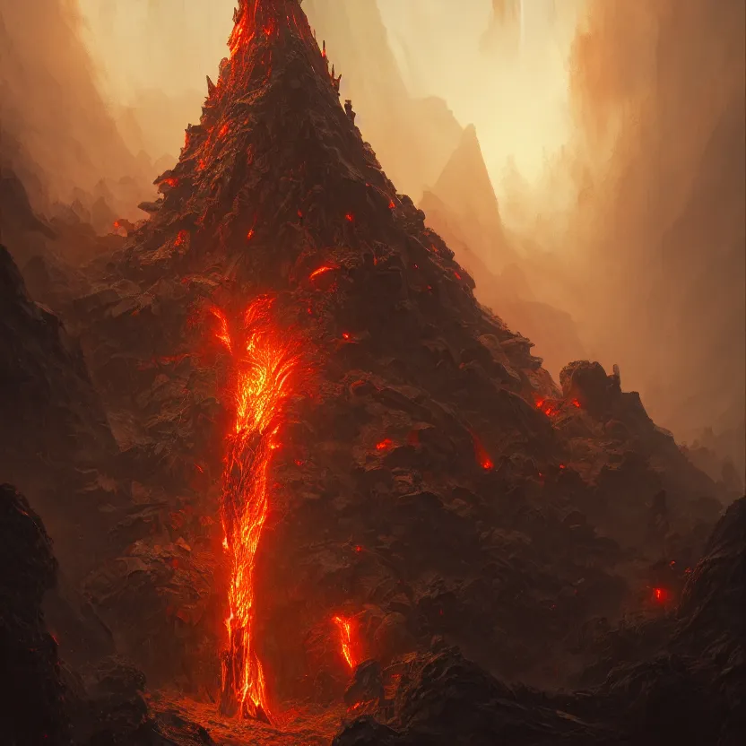 Prompt: ultra realist intricate volcano tiki god, art style greg rutkowski, craig mullins, mohrbacher, zaha hadid, hiraku tanaka, exuberant, elite, elegant, extravagant, cgsociety, ambient key art, octane rendering, unreal engine, weta digital, structures ray tracing