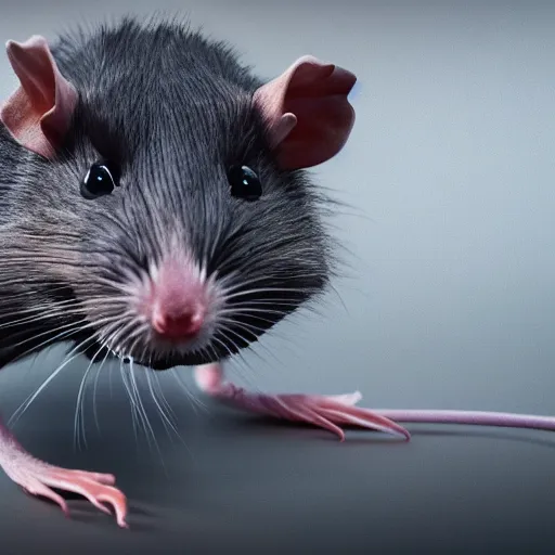 Image similar to the most detailed rat you've ever seen, 4 k, ultra real, 3 d, uhd, nvidia ray tracing, photorealism, crisp, macro lense, e 3 demo,