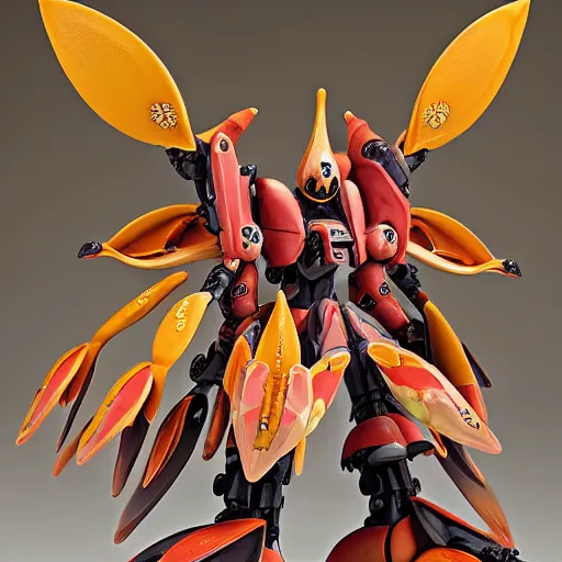 Image similar to futuristic hydnora africana mecha subterranean plant body, sepals forming helmet, floral details, hydnora africana, 8 k hd resolution, barbatos gundam with floral inlay, bandai box art, star wars, makoto kobayashi, frank gehry, raymond swanland