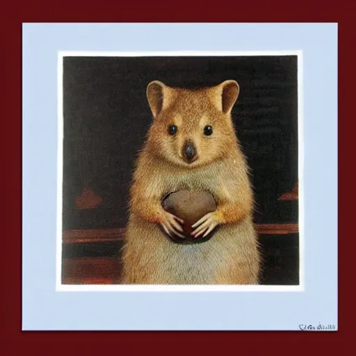 Prompt: quokka drawn in the style of Mona Lisa