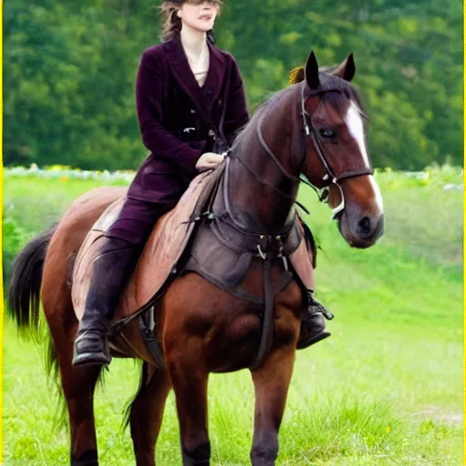 Prompt: Kiera Knightly riding a horse