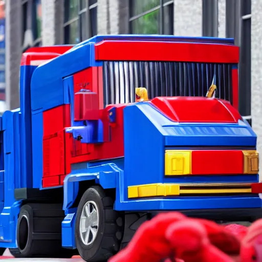 Image similar to Optimus prime on Sesame Street, 8k