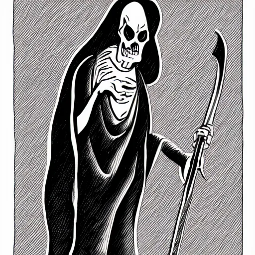 Image similar to cartoon drawing of a grim reaper