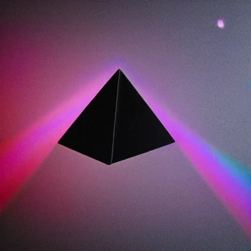 Prompt: a black triangle shaped box on a black background, with a hologram by gabriel dawe, trending on behance, holography, tesseract, holographic, geometric