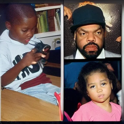 Image similar to ice cube as a toddler , gangsta gang in kindergarten